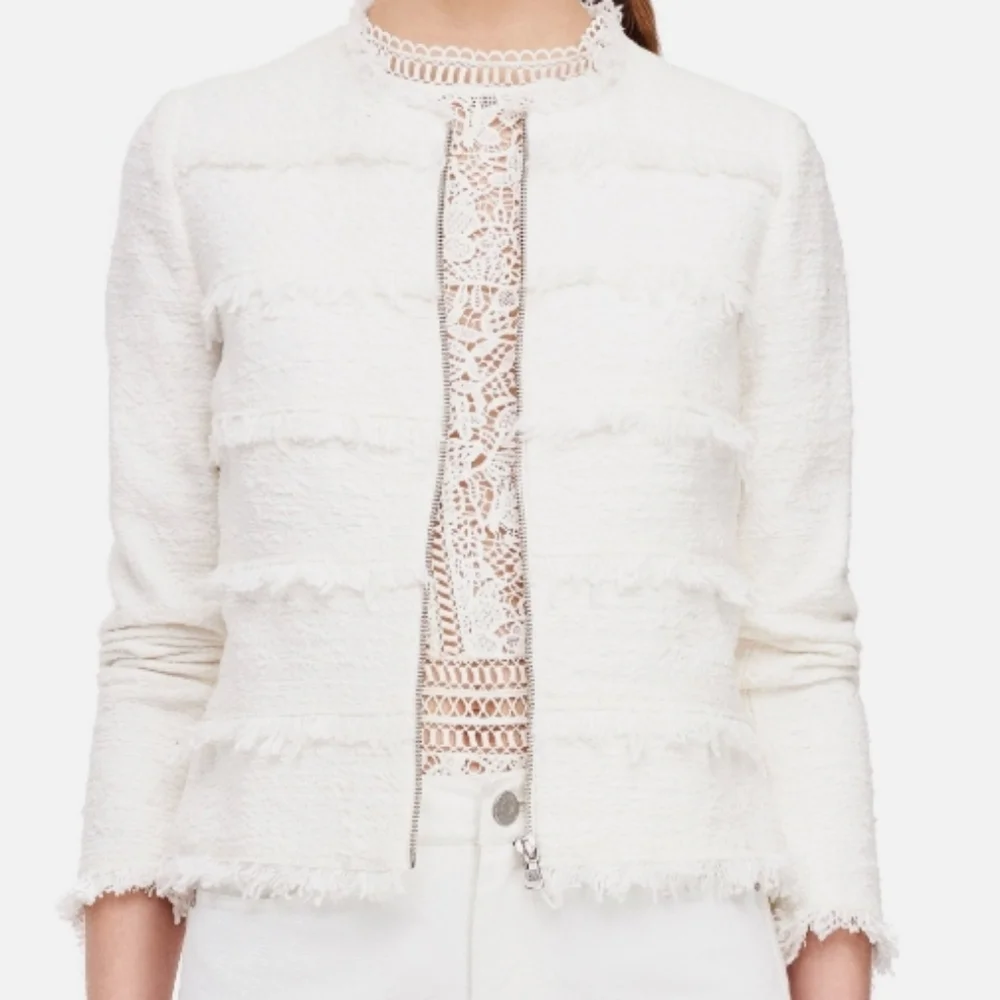 STUNNING REBECCA TAYLOR textured tweed frill jacket - Picture 1 of 14